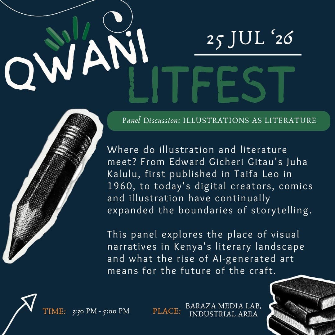 Qwani LitFest poster: Illustrations as Literature
