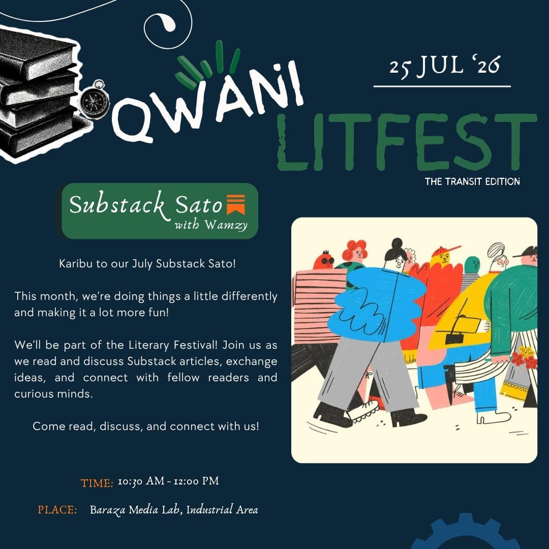 Qwani LitFest poster: Substack Sato with Wamzy